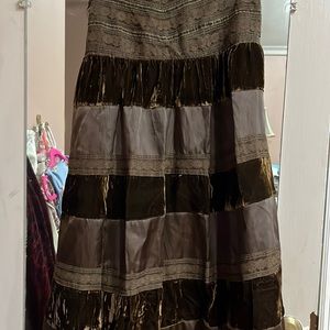 Brown velvet with lace bottom lined skirt